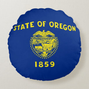 Coussins Ronds Oreillers à lancer rond avec drapeau de l'Oregon