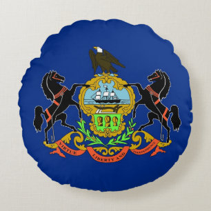Coussins Ronds Oreillers à lancer rond avec drapeau de Pennsylvan