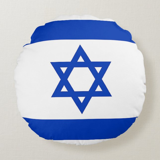 Coussins Ronds Oreillers à lancer rond avec drapeau d'Israël (Devant)