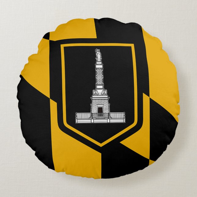 Coussins Ronds Oreillers à lancer rond avec le drapeau de Baltimo (Devant)