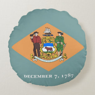 Coussins Ronds Oreillers à lancer rond avec le drapeau du Delawar