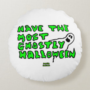 Coussins Ronds Oreillers à lancer rond d'Halloween grisâtre