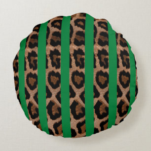 Coussins Ronds Oreillers à lancer rond Empreinte de léopard rayé
