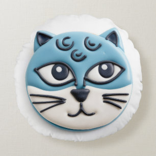 Coussins Ronds Oriental Blue Cat 3D inspiré