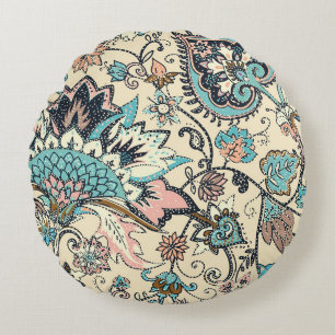 Coussins Ronds Oriental Paisley : Elégance Textile Stylisée.