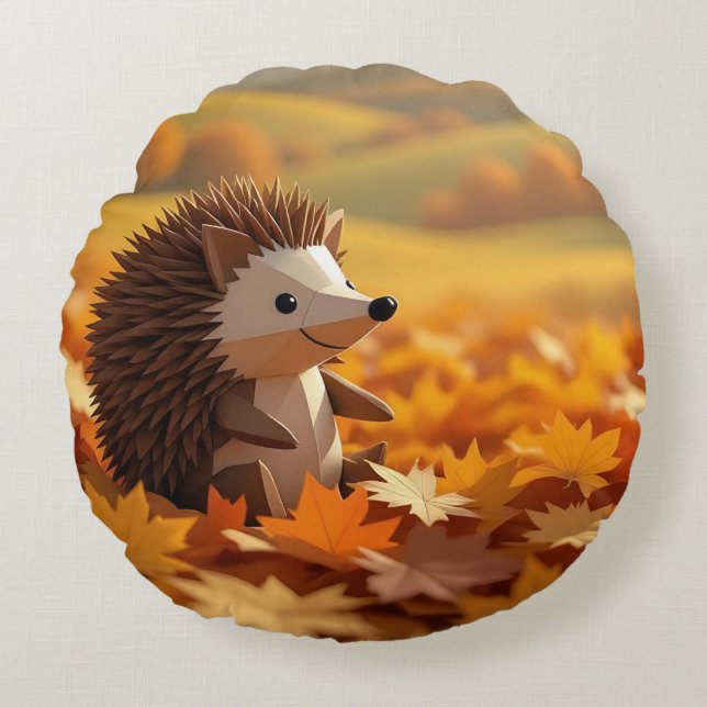 Coussins Ronds Origami Hedgehog Automne Thème (Devant)