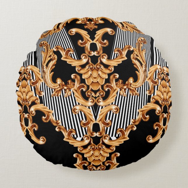 Coussins Ronds Ornement baroque doré (Devant)