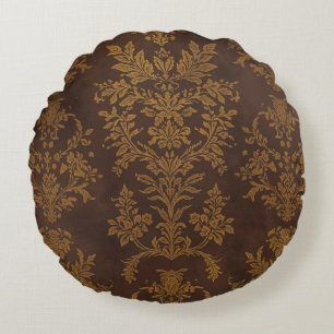 Coussins Ronds Ornement doré marron classique, vintage