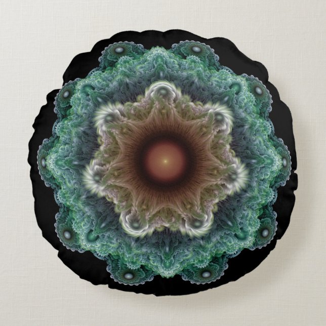 Coussins Ronds Ornement flamboyant fractal (Devant)