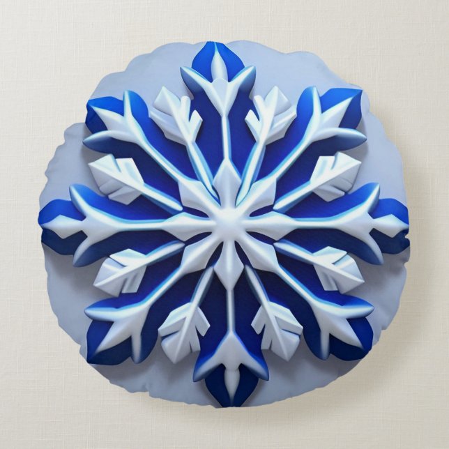 Coussins Ronds Ornement Flocon de Neige Détaille (Devant)