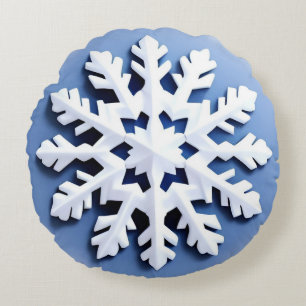 Coussins Ronds Ornement Flocon de Neige Détaille