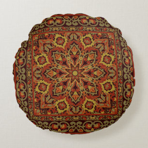 Coussins Ronds Ornement floral oriental avec motif de cadre