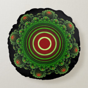 Coussins Ronds Ornement fractal vert