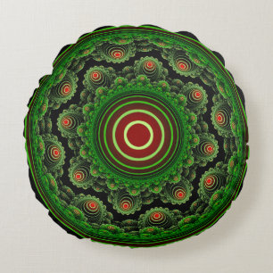 Coussins Ronds Ornement rond orné vert naturel fractal