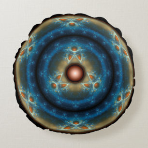 Coussins Ronds Ornement sacré fractal rond coloré