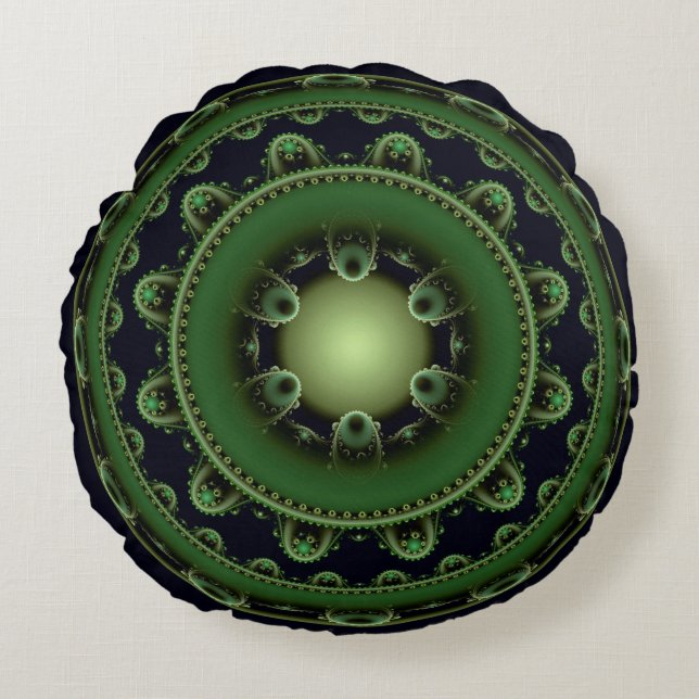 Coussins Ronds Ornement vert rond oriental (Devant)
