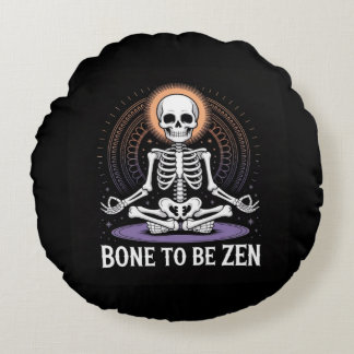 Coussins Ronds Os to Be Zen - Squelette Méditation Yoga Décor