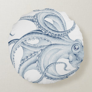 Coussins Ronds Otopus bleu Cephalopod Craken Encre
