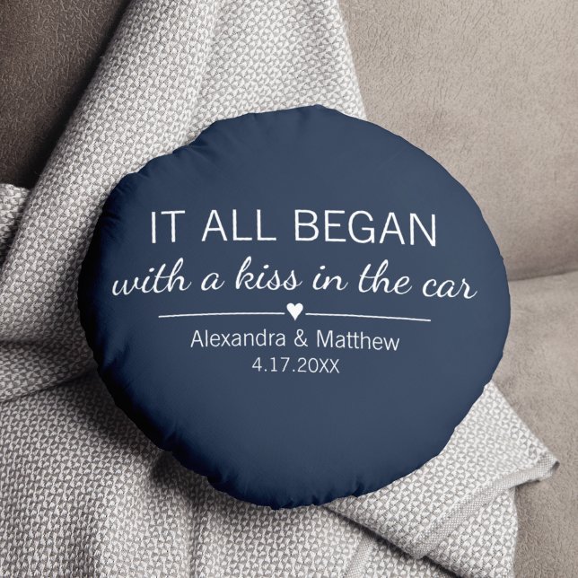 Coussins Ronds Où Tout A Commencé Romantique Valentines Jour Coup (Créateur téléchargé)