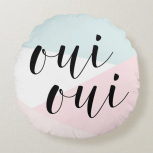 Coussins Ronds Oui Oui Moderne Calligraphie Blush