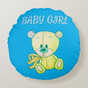 Coussins Ronds Ours en peluche vert citron