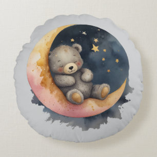 Coussins Ronds Ours endormi sur la Lune