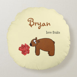 Coussins Ronds Ours et framboise