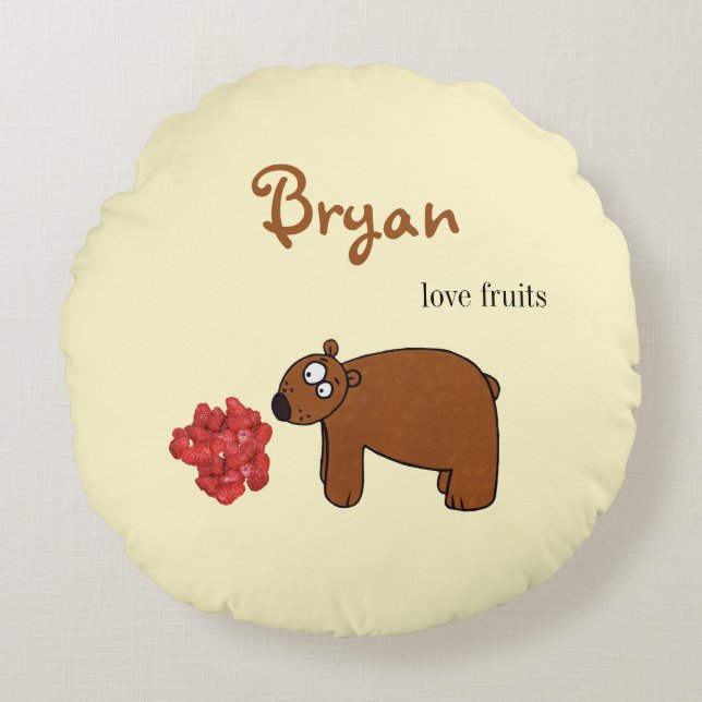 Coussins Ronds Ours et framboise (Devant)