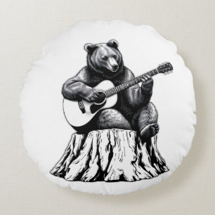 Coussins Ronds Ours Jouer Guitare Tour Jeu Oreiller