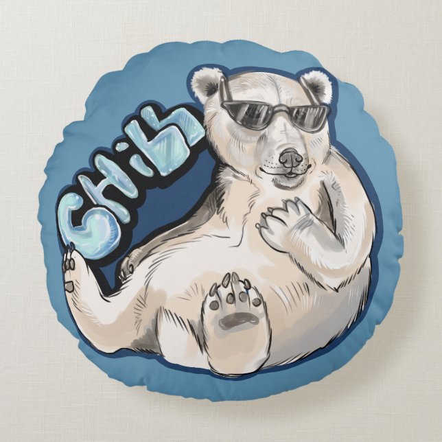 Coussins Ronds Ours polaire froid (Devant)