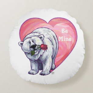Coussins Ronds Ours polaire Saint Valentin