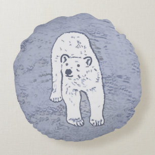 Coussins Ronds Ours polaire sur la peinture sur glace - Art origi