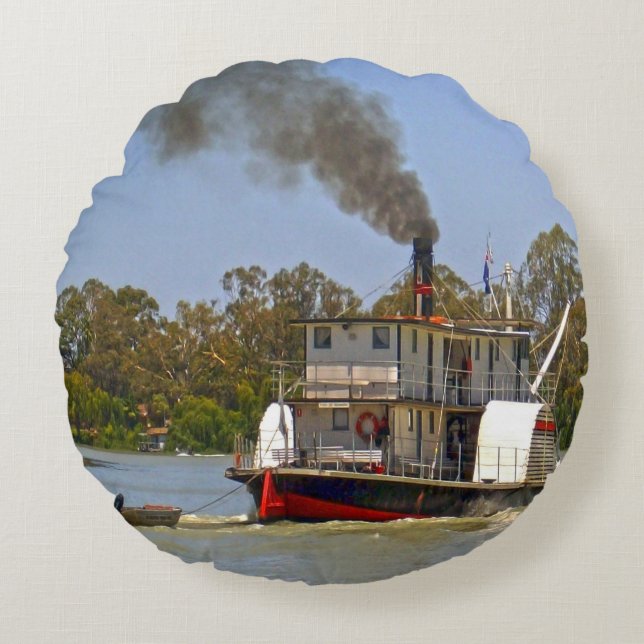 Coussins Ronds Paddle Steamer River Murray Australie, (Devant)