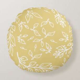Coussins Ronds Paille jaune Floral