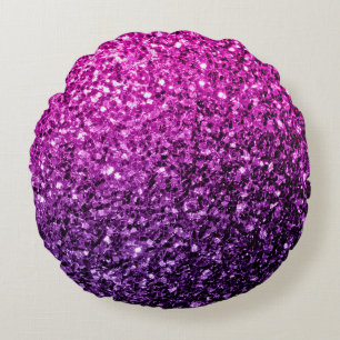 Coussins Ronds Paillettes dégradé rose violet