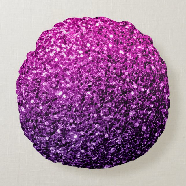 Coussins Ronds Paillettes dégradé rose violet (Devant)