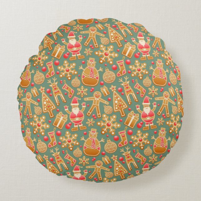 Coussins Ronds Pain d'épices/biscuits/Noël (Devant)