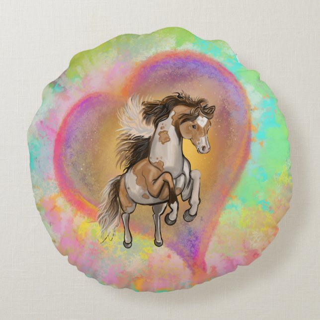 Coussins Ronds Paint Horse Love (Dos)
