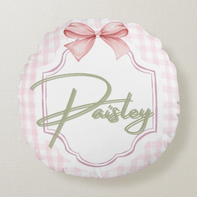 Coussins Ronds Paisley Baby Girl En vichy (Devant)