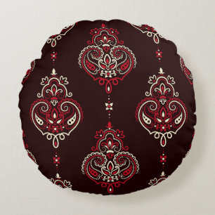 Coussins Ronds Paisley Bandana : Boho Vintage Print.