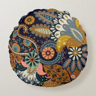 Coussins Ronds Paisley colorée : Fond d'écran Floral Indien.