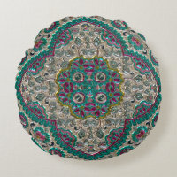 Paisley motif floral turquoise rose argent bohème