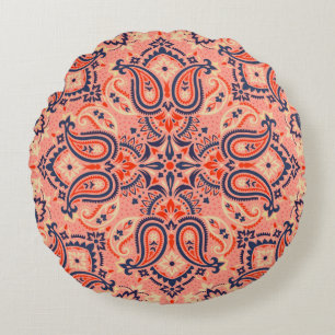 Coussins Ronds Paisley sans couture : design motif vintage.