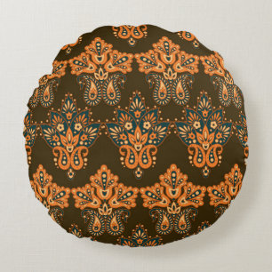 Coussins Ronds Paisley Textile Asiatique : Floral Vintage Illustr