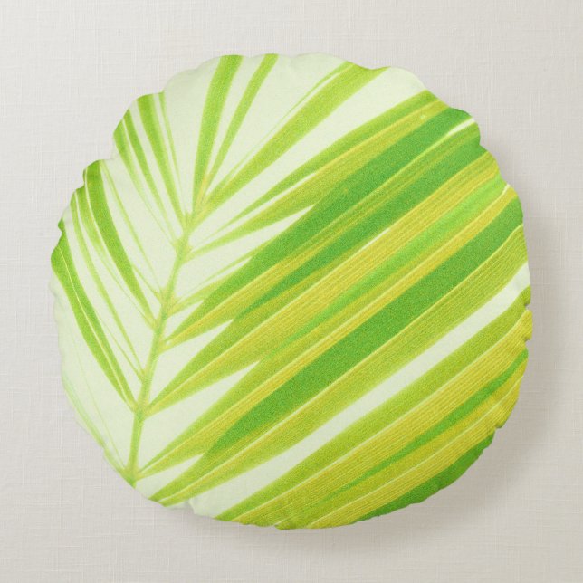 Coussins Ronds Pale Green Pastel Palm Feuilles (Devant)