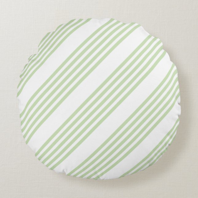 Coussins Ronds Pale vert et blanc cinq bandes motif (Devant)