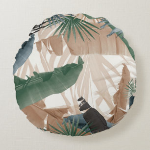 Coussins Ronds Palm Banana Leaves Bliss (Couleurs d'Automne) 1 #t