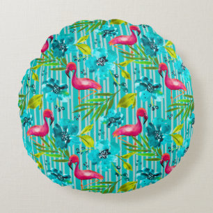 Coussins Ronds Palm Springs Yard&Garden Flamant rose Turquoise