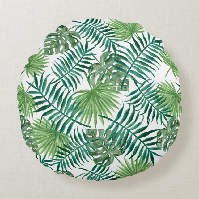 Coussins Ronds Palm vert moderne Feuille (Devant)