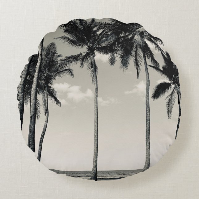 COUSSINS RONDS PALMIER TROPICAL SUR LA PLAGE (Devant)